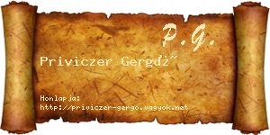 Priviczer Gergő névjegykártya